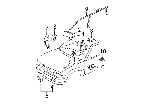 Diagram for 2008 Chevrolet Trailblazer Air Bag Components