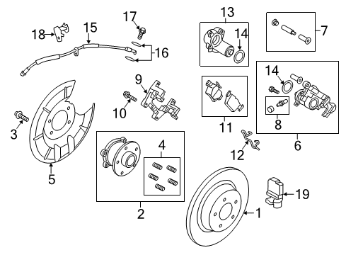 2018 Lincoln MKC Rear Brakes Hub & Bearing Assembly Diagram for CV6Z-1104-F