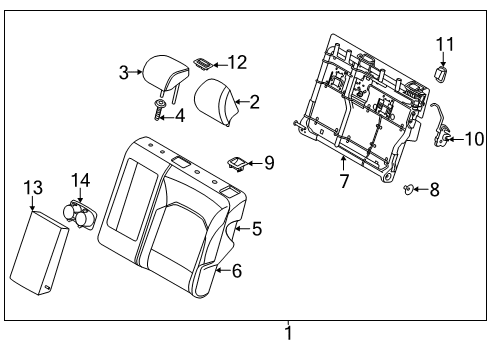 2021 Kia Soul Rear Seat Components HEADREST Assembly-Rear S Diagram for 89705K0020SJ0