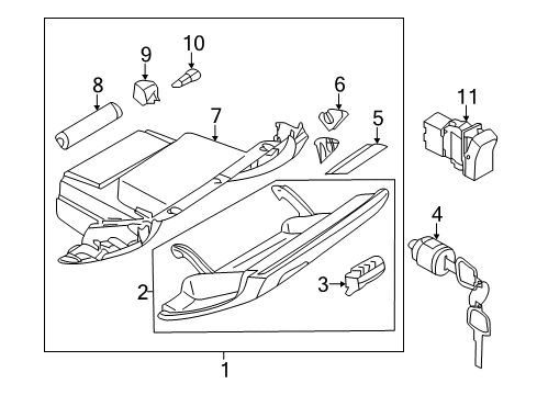 2013 Nissan Murano Trunk Striker-Glove Box Lid Diagram for 68640-1AA0A