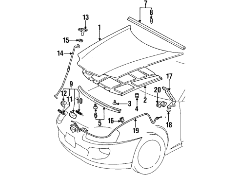 1997 Toyota Supra Hood & Components Hinge Diagram for 53410-14130