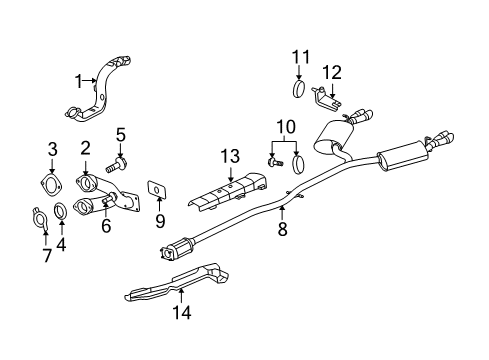 2005 Pontiac Bonneville Exhaust Components Exhaust Muffler Assembly (W/ Exhaust & T/Pipe & 3W Diagram for 25763175