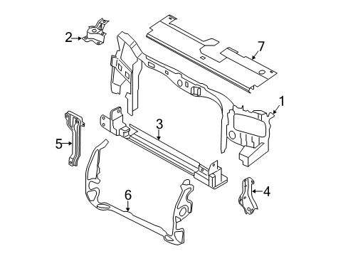 2011 Mercury Mariner Radiator Support Lower Tie Bar Diagram for 8L8Z-16138-B