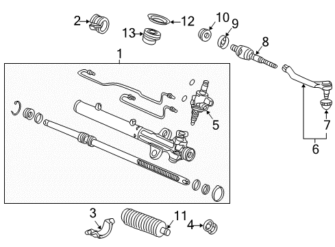 2000 Honda Accord P/S Pump & Hoses, Steering Gear & Linkage Cushion B, Gear Box Diagram for 53436-S87-A01