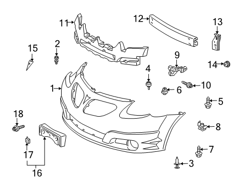 2008 Pontiac Vibe Front Bumper Emblem Diagram for 10435541