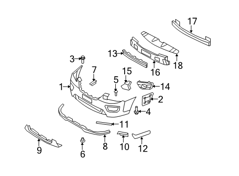 2007 Kia Rondo Front Bumper Cover-BLANKING Front Fog Diagram for 865151D050