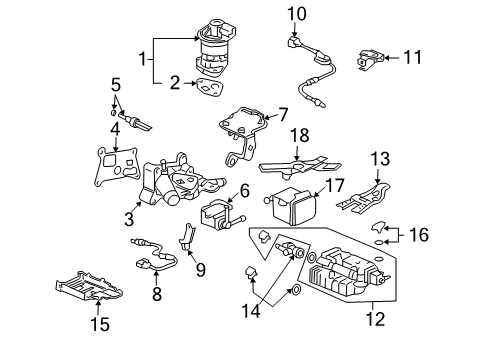 2004 Honda Accord Emission Components Stay B, Air Flow Sensor Diagram for 36537-RAA-A00