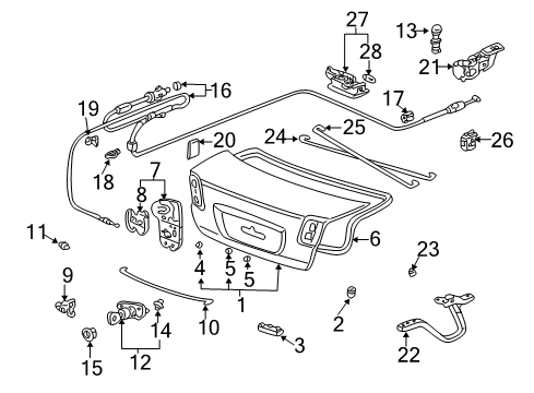 2002 Honda Civic Trunk Cable.Trunk & Foglight Diagram for 74880-S5P-305