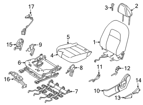 2021 Nissan Altima Driver Seat Components Suspension Assy-Front Seat Diagram for 87576-4BH1A