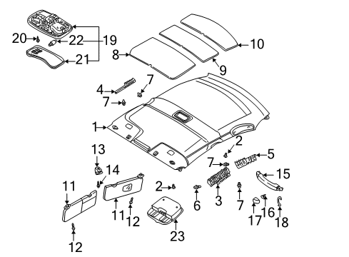 2002 Kia Rio Interior Trim - Roof Lamp-Room Diagram for 0K9B051310B78