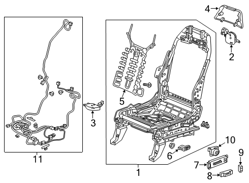 2020 Honda Odyssey Power Seats Switch Assembly, Driver Side Lumbar Support (Shadow Beige) Diagram for 81652-THR-A21ZA