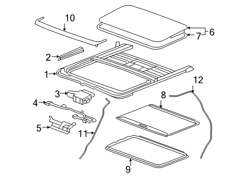 2007 GMC Yukon Sunroof Sunroof Frame Diagram for 25942826