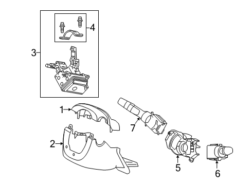 2017 Honda Civic Shroud, Switches & Levers Lock Assy., Steering Diagram for 06351-TVA-A01