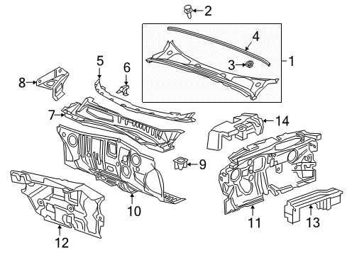 2018 Buick Regal Sportback Cowl Cowl Grille Diagram for 39220123