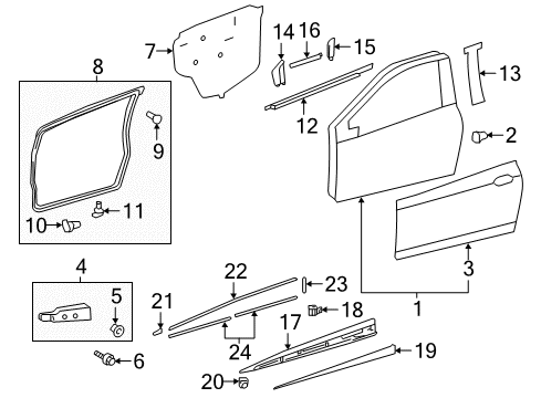 2018 Toyota Yaris Front Door & Components, Exterior Trim Body Side Molding Diagram for 75732-0D200