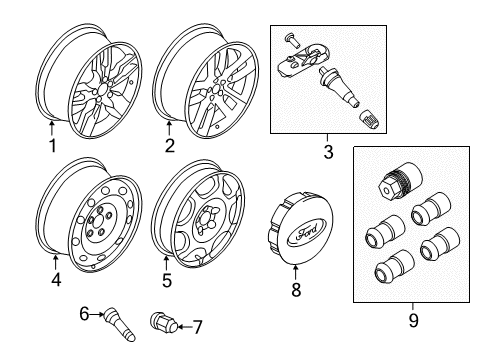 2014 Ford Edge Wheels Wheel, Alloy Diagram for BT4Z-1007-D