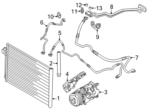 2016 BMW X5 A/C Condenser, Compressor & Lines Refrigerant Line, Double Pipe Diagram for 64509253000