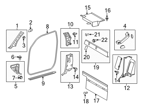 2016 Toyota Tundra Interior Trim - Cab Weatherstrip Pillar Trim Diagram for 62220-0C060-B0