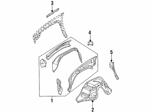 1999 Dodge Ram 1500 Structural Components & Rails Panel-Front Inner Diagram for 55275310AG