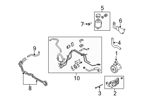 2009 Infiniti M45 P/S Pump & Hoses, Steering Gear & Linkage Power Steering Hose & Tube Set Diagram for 49710-EJ70A