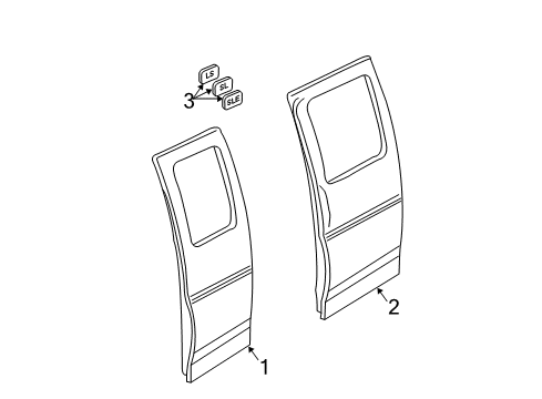 2001 Chevrolet Express 1500 Exterior Trim - Side Door Molding, Intermediate Side Door Diagram for 15960359