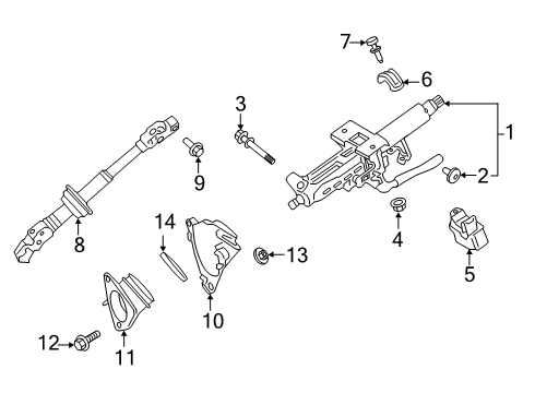 2019 Toyota RAV4 Steering Column & Wheel, Steering Gear & Linkage Column Assembly Bolt Diagram for 90119-10980