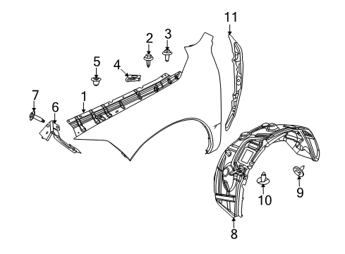 2012 Ram 3500 Fender & Components Shield-WHEELHOUSE Diagram for 55372888AG