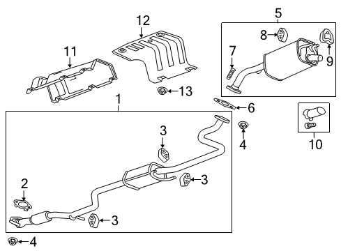 2019 Chevrolet Spark Exhaust Components Rear Muffler Insulator Diagram for 94550352