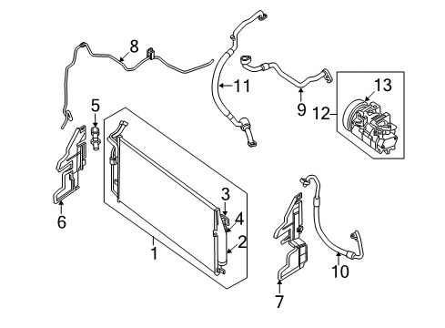 2011 Nissan Maxima Air Conditioner Pipe Front Cooler High Diagram for 92440-9N00C