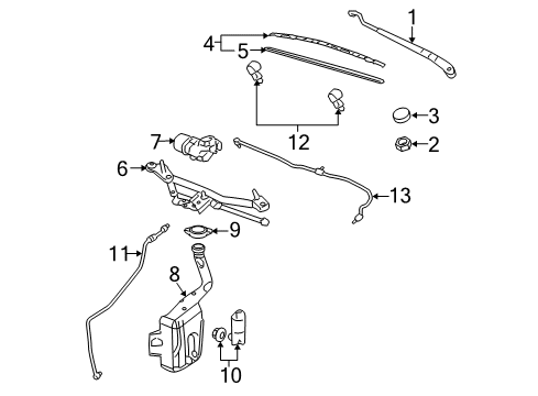 2010 Chevrolet Cobalt Wiper & Washer Components Wiper Linkage Diagram for 25830165