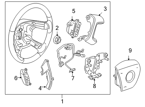2007 GMC Yukon Steering Column, Steering Wheel & Trim, Shroud, Switches & Levers Cover Diagram for 15255055