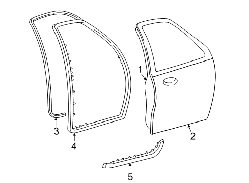 2003 Ford Expedition Front Door Door Shell Diagram for 5L1Z-7820125-AA