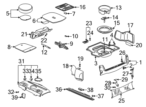 2001 Cadillac DeVille Keyless Entry Components Handle-Rear Compartment Spare Wheel Stowage Diagram for 25693374