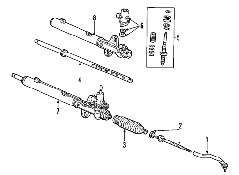 2007 Acura RDX P/S Pump & Hoses, Steering Gear & Linkage Housing Sub-Assembly, Steering Rack Diagram for 53608-STK-A02