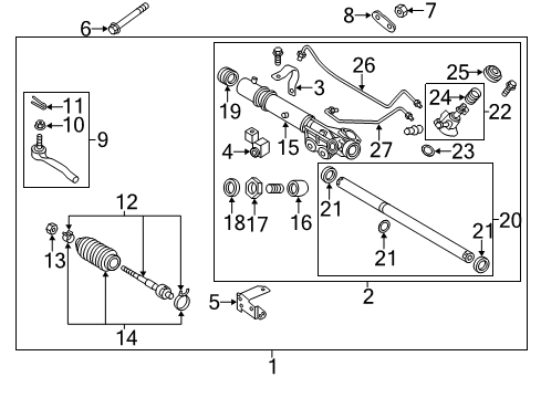 2011 Infiniti QX56 Steering Column & Wheel, Steering Gear & Linkage Socket Kit - Tie Rod, Inner Diagram for D8521-1LA0A