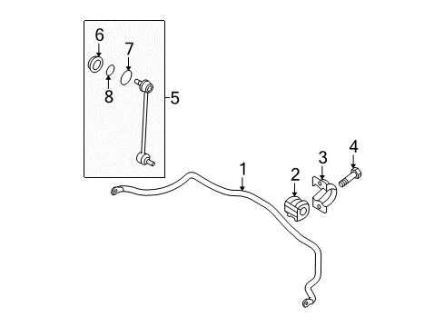 2006 Hyundai Tucson Stabilizer Bar & Components - Front Bolt Diagram for 548192E000