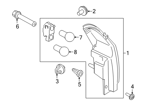 2020 Ford EcoSport Bulbs Tail Lamp Assembly Diagram for GN1Z-13404-J