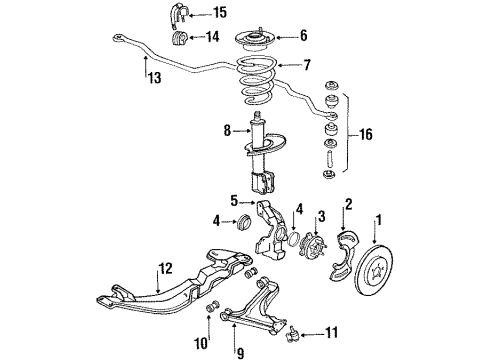 1995 Chevrolet Corsica Front Suspension Components, Lower Control Arm, Stabilizer Bar Bushing, Front Lower Control Arm Diagram for 22613955