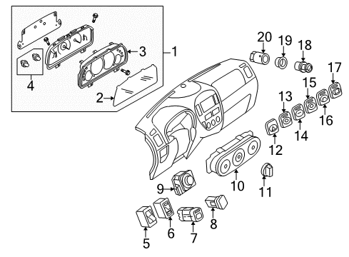 2005 Mercury Mariner Cluster & Switches Cluster Assembly Diagram for 5E6Z-10849-AA