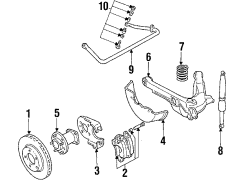 1984 Cadillac Eldorado Rear Suspension Components, Lower Control Arm, Stabilizer Bar Bracket, Rear Brake Caliper Diagram for 18005312