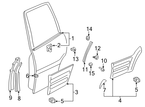 1999 Toyota RAV4 Exterior Trim - Rear Door Belt Weatherstrip Diagram for 75730-42010