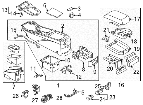 2000 Infiniti I30 Center Console FINISHER-Console Indicator Diagram for 96941-2Y60A