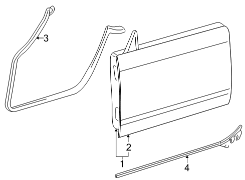 2002 Ford Thunderbird Door & Components Lower Weatherstrip Diagram for 1W6Z-7620758-AB