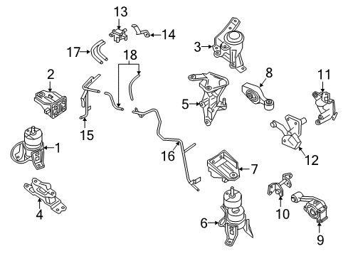 2020 Nissan Maxima Engine & Trans Mounting Rear Engine Mount Bracket Left Diagram for 11333-JA10A