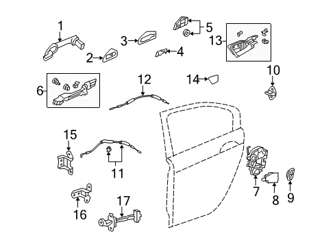 2012 Honda Accord Rear Door Latch Assembly, Right Rear Door Power Diagram for 72610-TC0-T12