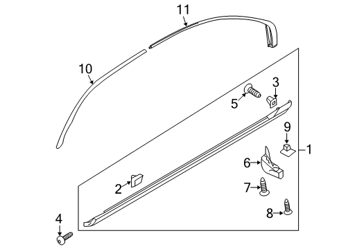 2009 Kia Optima Exterior Trim - Pillars, Rocker & Floor MOULDING Assembly-Rear Surround Diagram for 828702G000