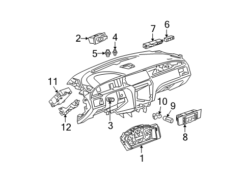 2008 Buick LaCrosse Cluster & Switches, Instrument Panel Heater & Air Conditioner Control Assembly (W/ Rear Window Defogger Diagram for 25845880