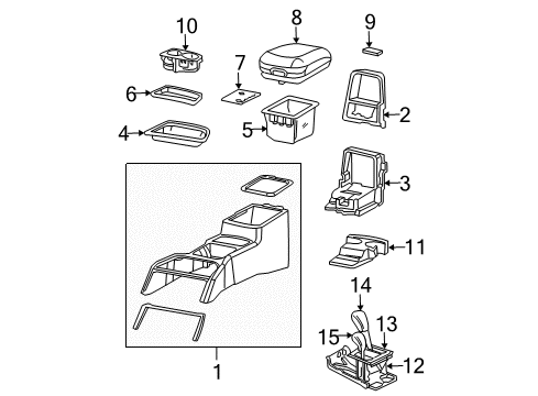 1999 Jeep Grand Cherokee Center Console Housing-SHIFTER Diagram for 52104147AB