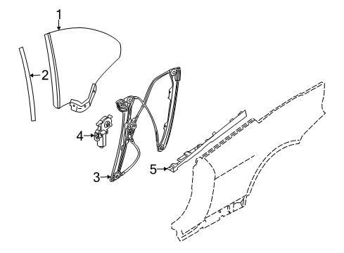 2009 BMW 650i Quarter Panel - Glass & Hardware Rear Left Window Regulator Diagram for 51377008629