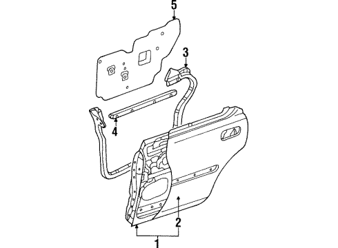 1995 Acura TL Rear Door Weatherstrip, Right Rear Door (Lower) Diagram for 72810-SW5-003